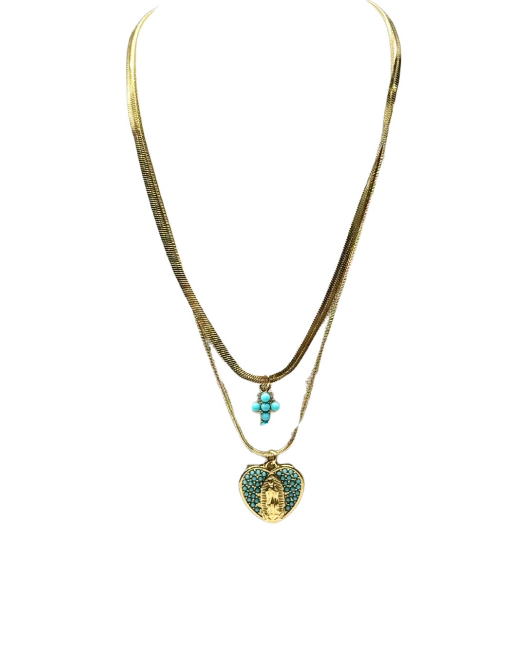 Collana croce e madonnina