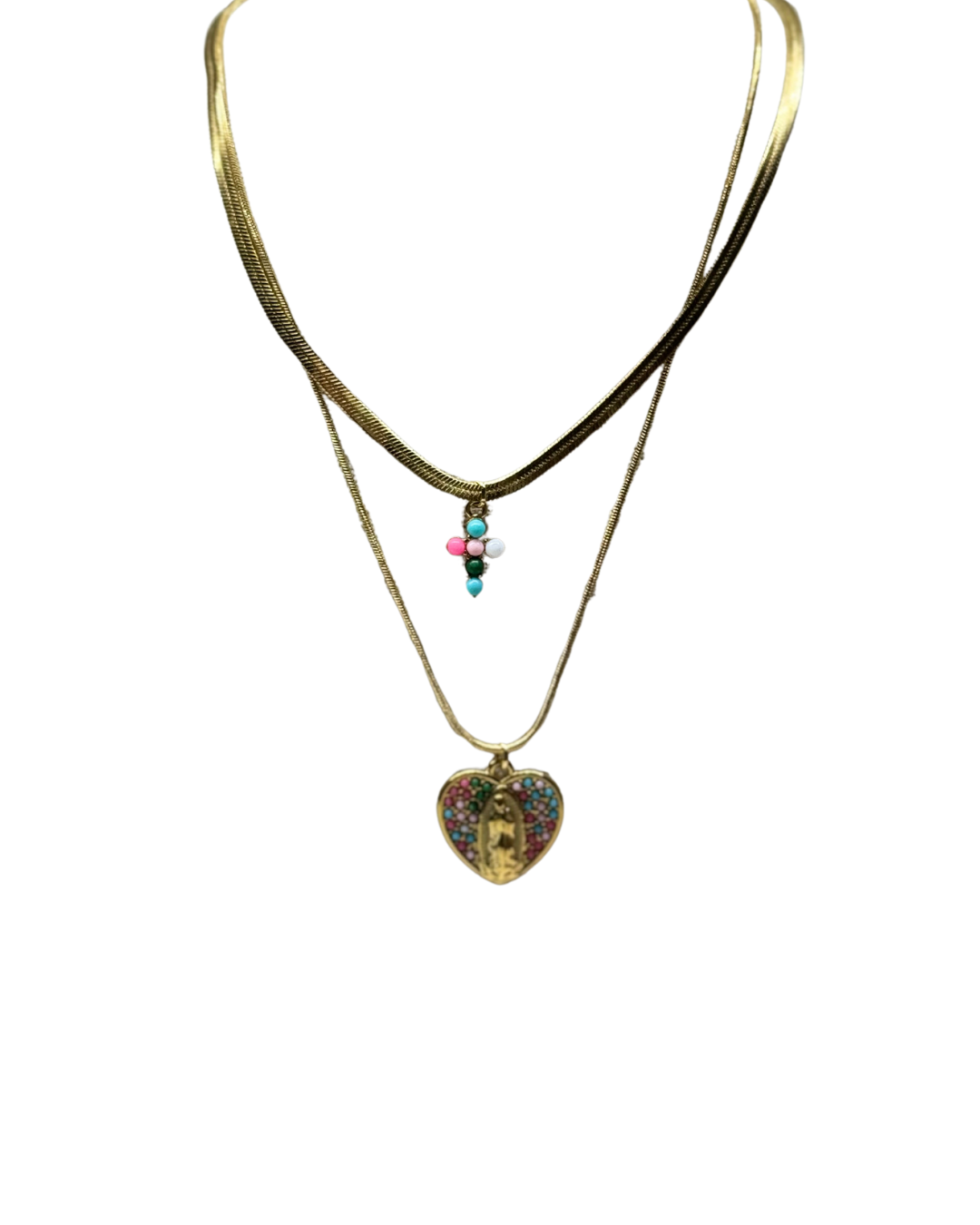 Collana croce e madonnina