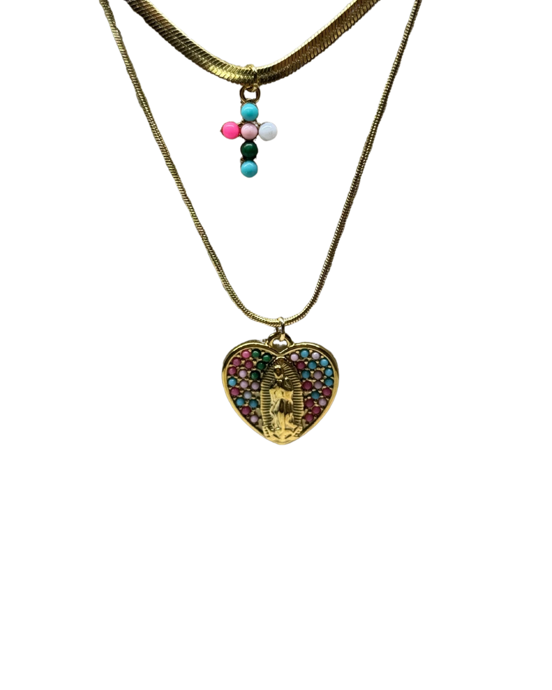 Collana croce e madonnina