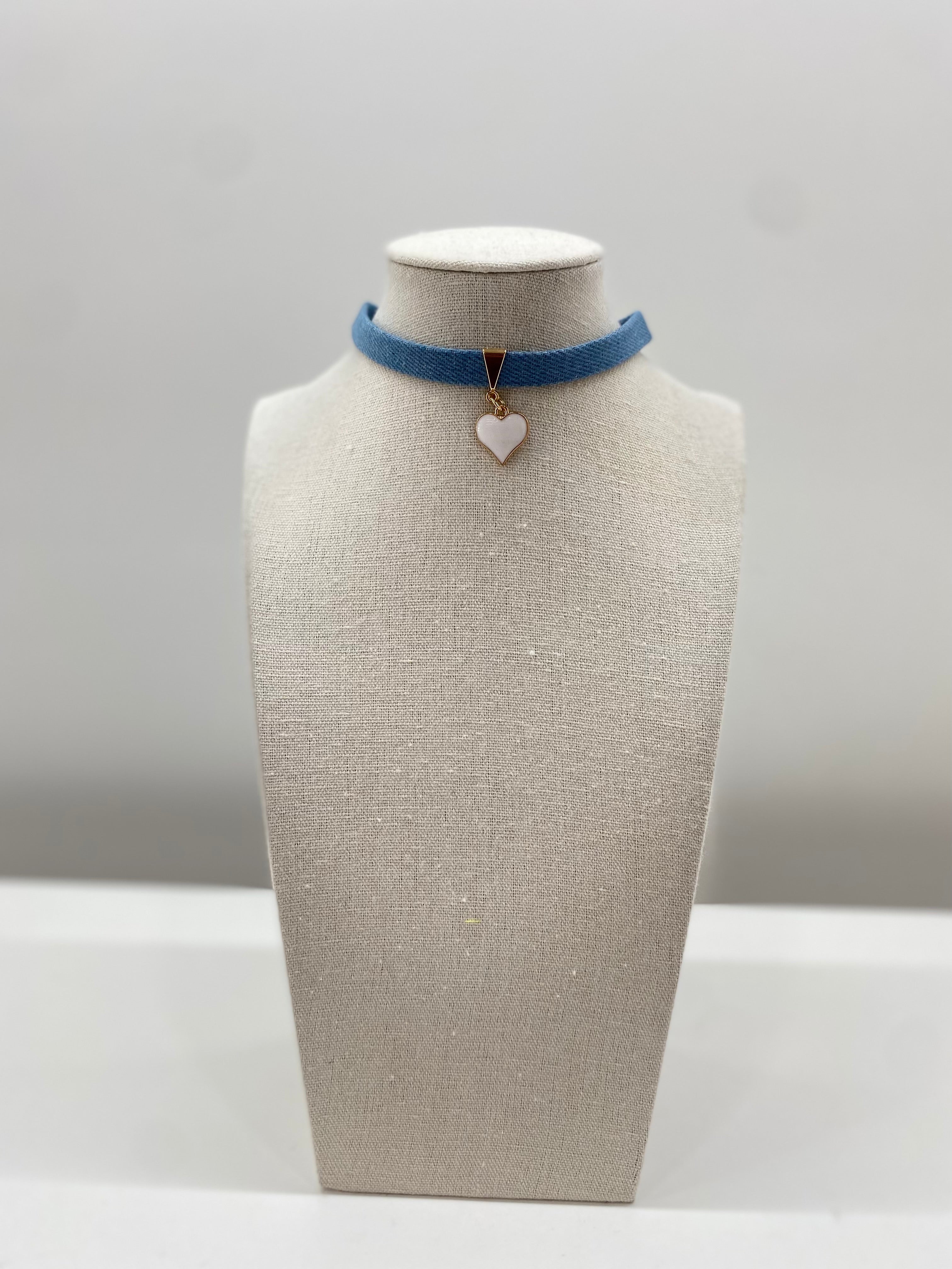 Choker jeans cuore smaltato