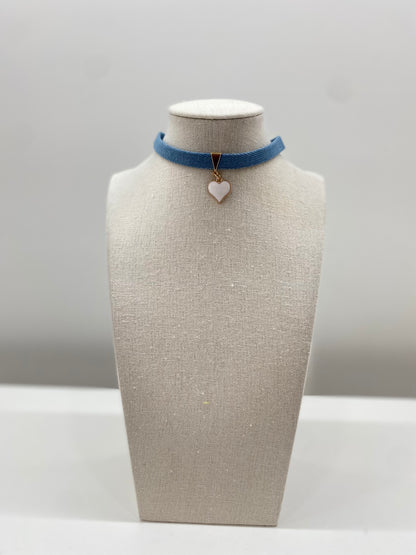 Choker jeans cuore smaltato