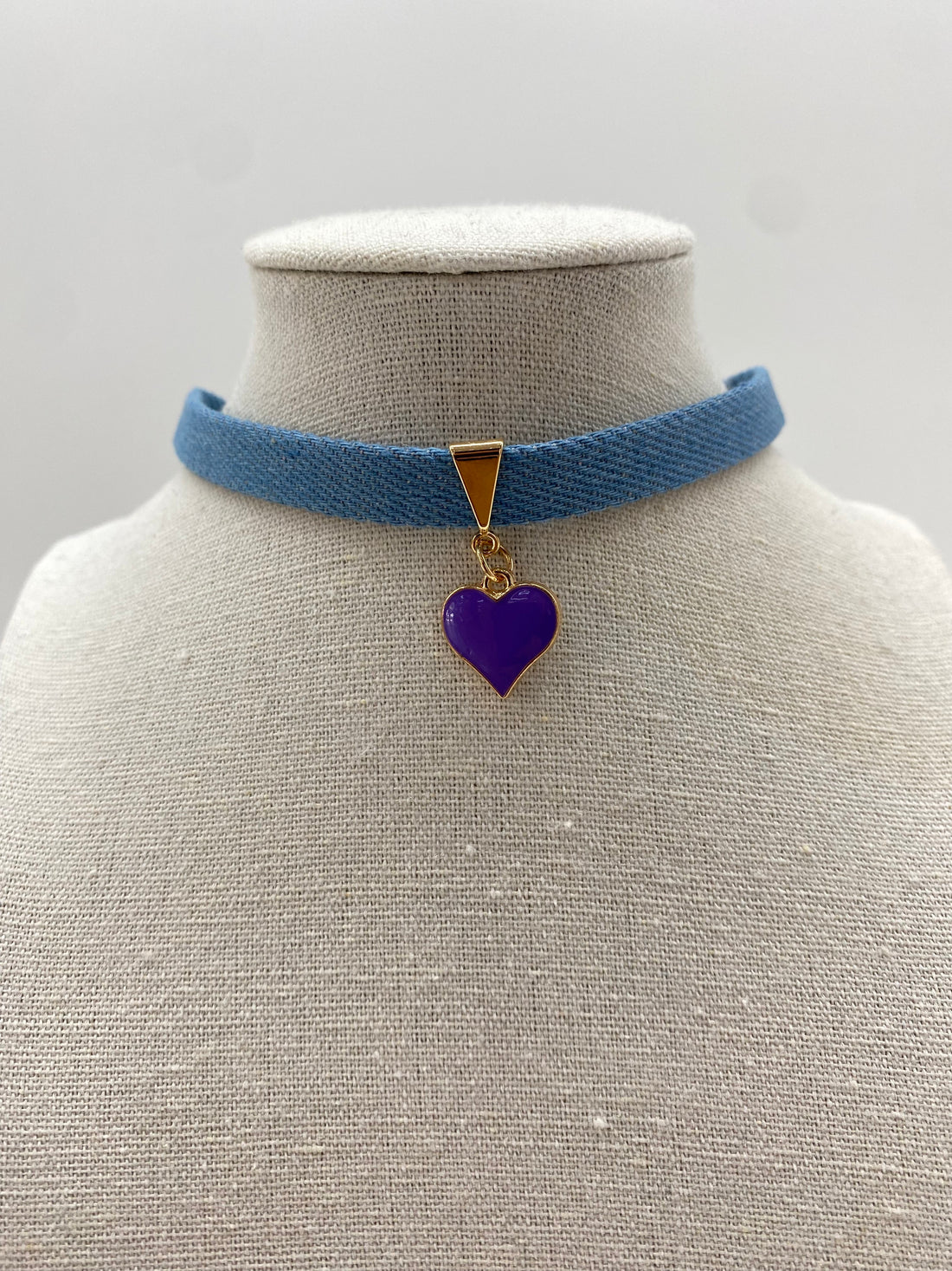 Choker jeans cuore smaltato