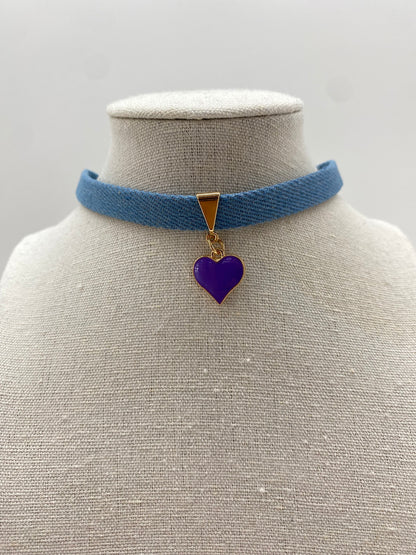 Choker jeans cuore smaltato